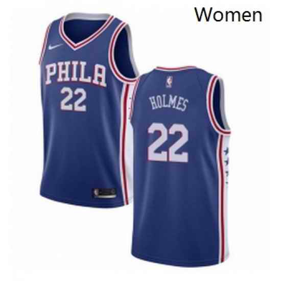 Womens Nike Philadelphia 76ers 22 Richaun Holmes Swingman Blue Road NBA Jersey Icon Edition